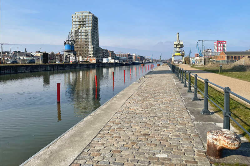 Het Achterdok te Gent zicht op het noorden (maart 2021)