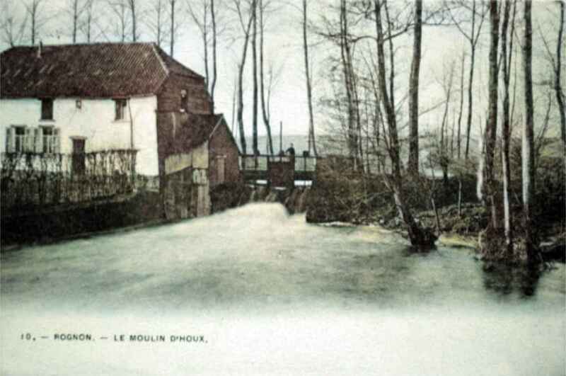 Le moulin d'Hou in Rognon bij Rebecq in 1900